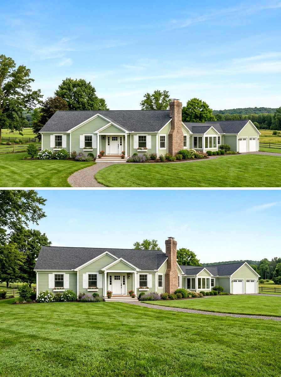 Pale Green Ranch - 30 green house exterior ideas