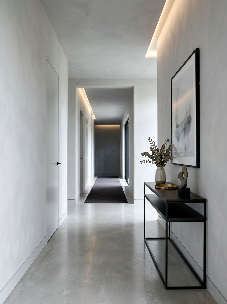 Pale Grey Hallway - 30 color drenched hallway ideas