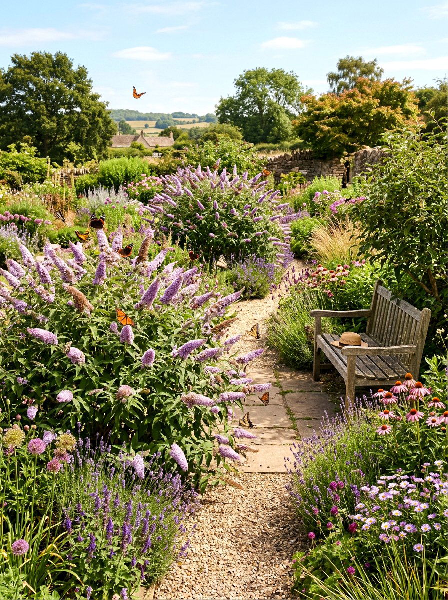 Pale Lilac Butterfly Garden - 30 pastel flower bed ideas
