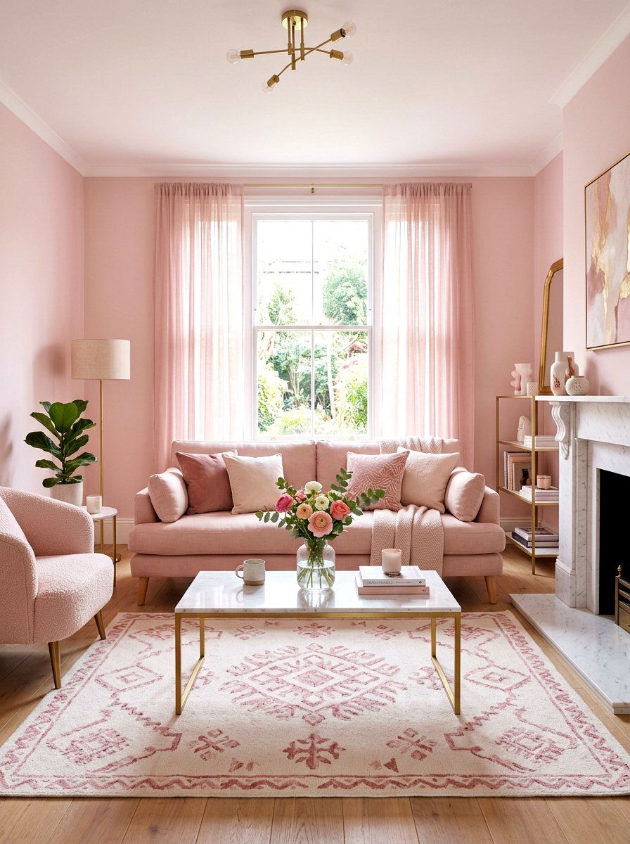 Pale Pink Living Room - 30 tonal living room ideas