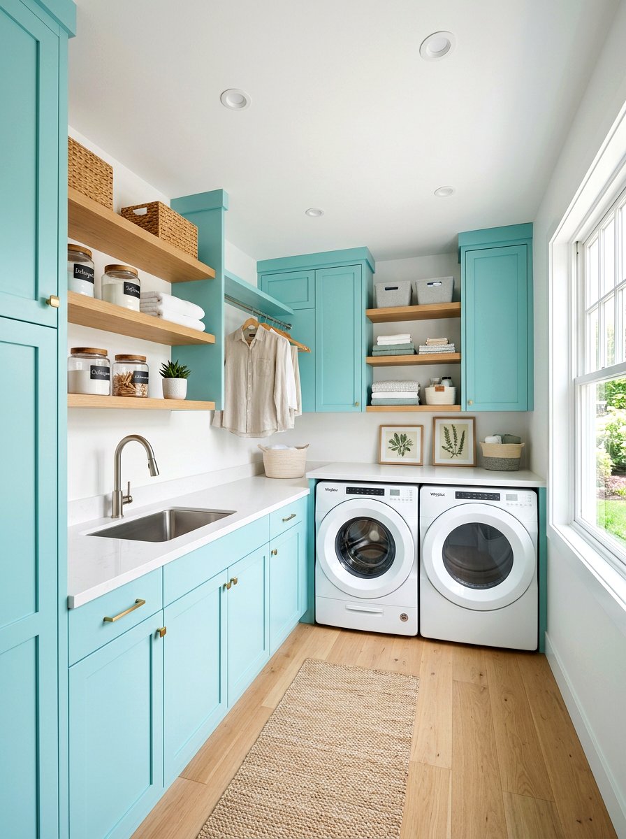 Pale Turquoise Laundry Room - 30 pastel home decor ideas