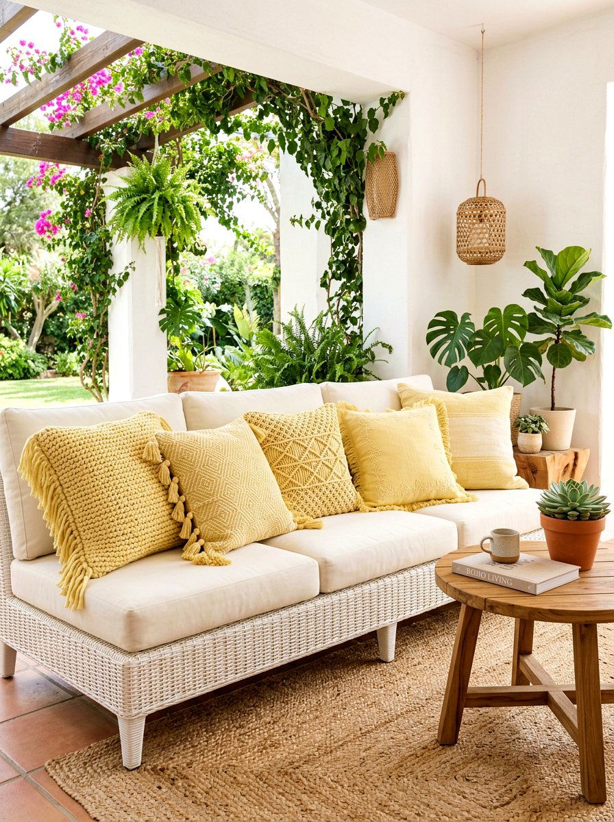 Pale Yellow Throw Pillows - 30 butter yellow patio decor ideas