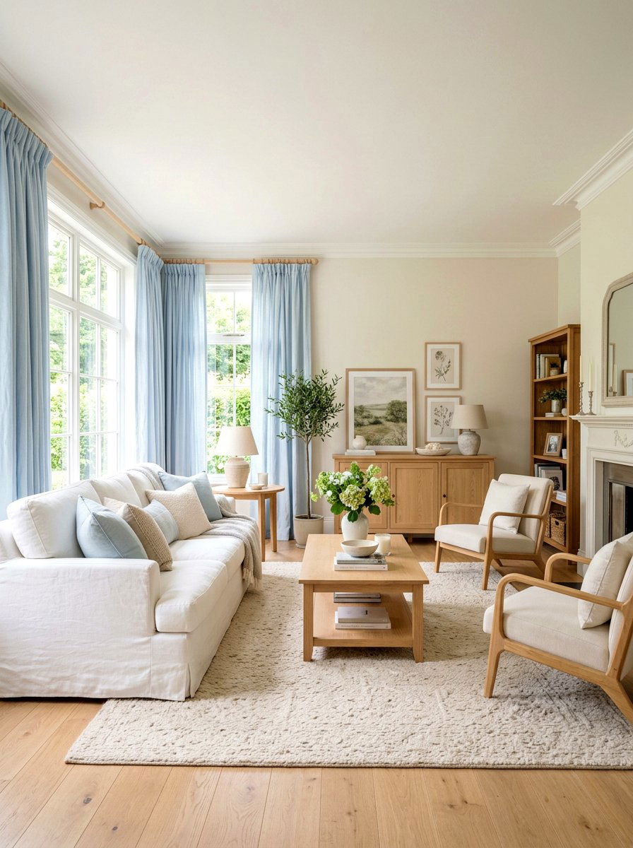 Pale blue and beige living room - 30 blue and beige living room ideas