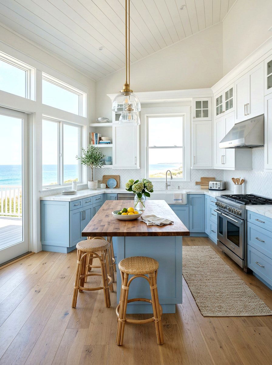 Pale blue and white kitchen cabinets - 30 kitchen paint cabinet combo ideas