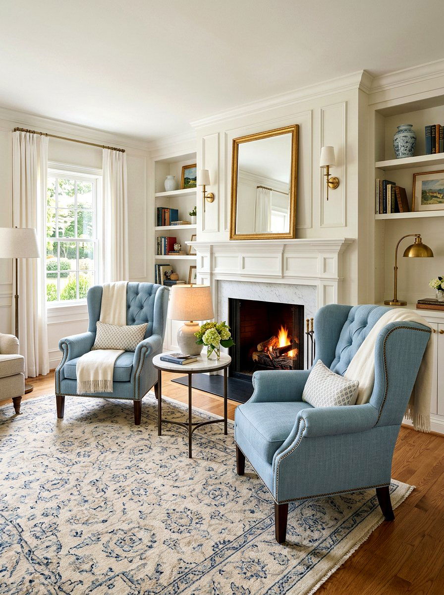 Pale blue living room armchairs - 30 soft blue living room ideas