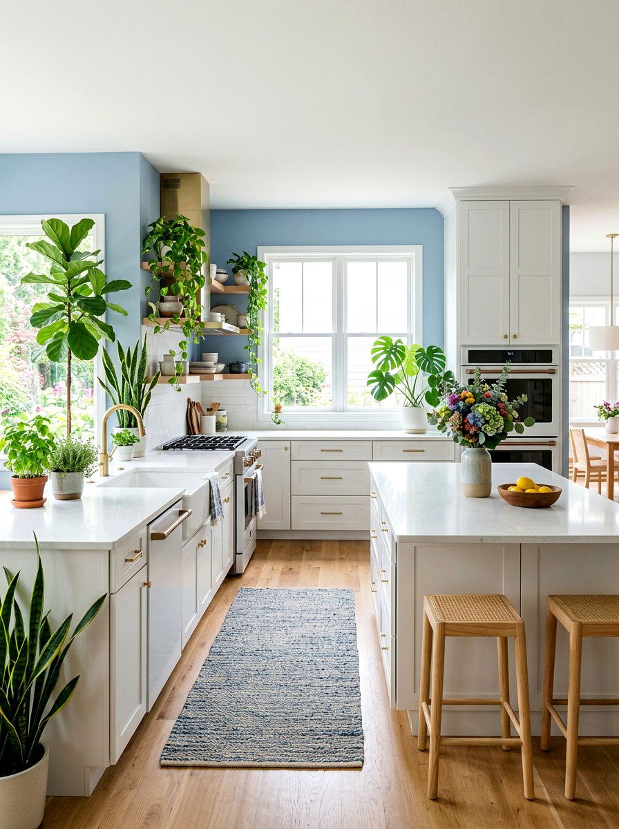 Pale denim blue kitchen walls - 30 denim blue kitchen ideas