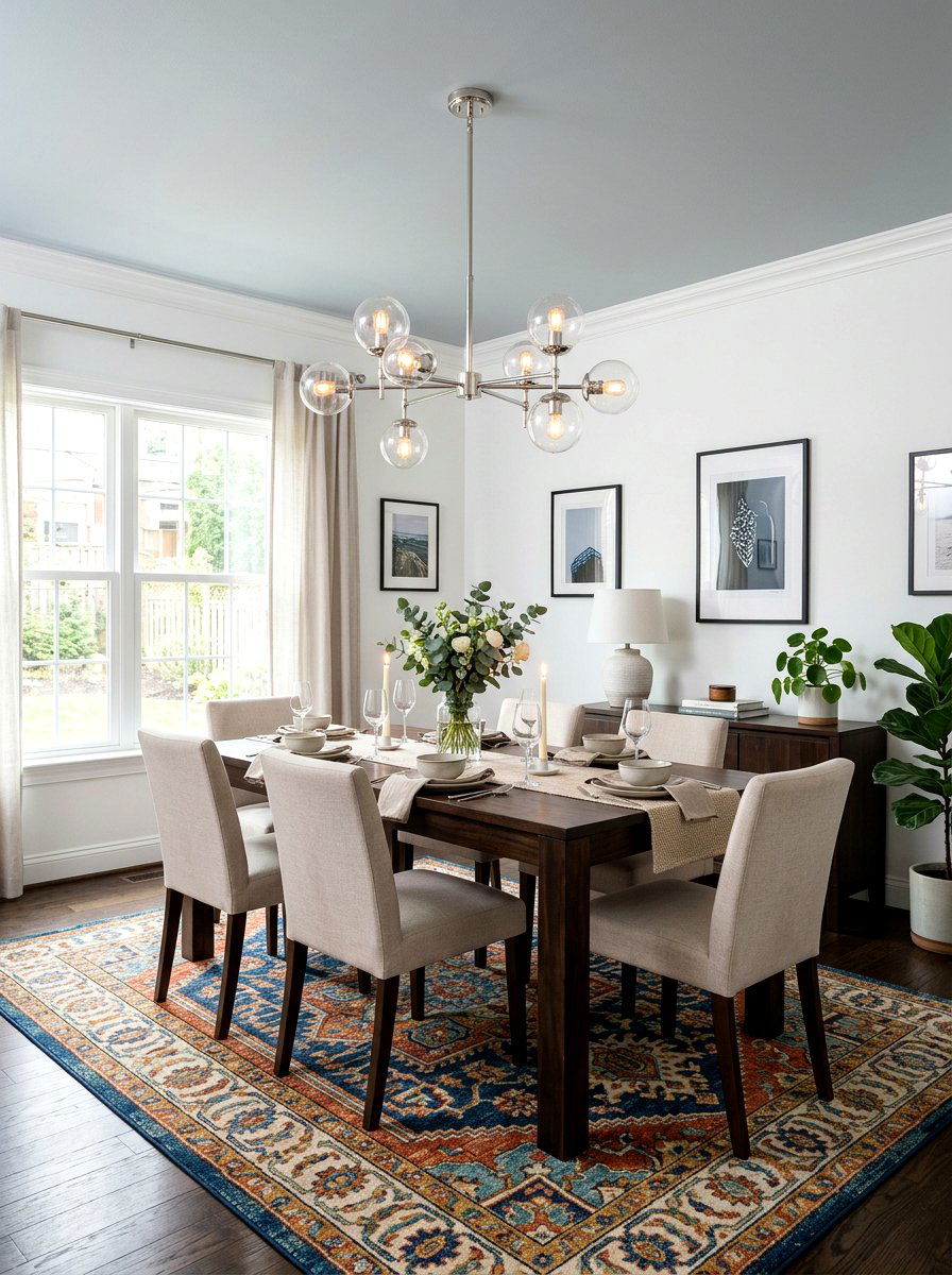 Pale gray dining room ceiling - 30 painted ceiling dining room ideas