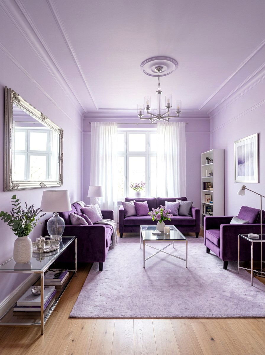 Pale lavender ceiling color - 30 ceiling drench living room ideas