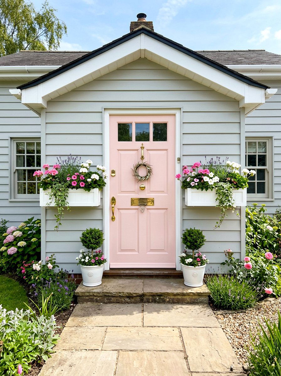 Pale pink front door - 30 front door color ideas