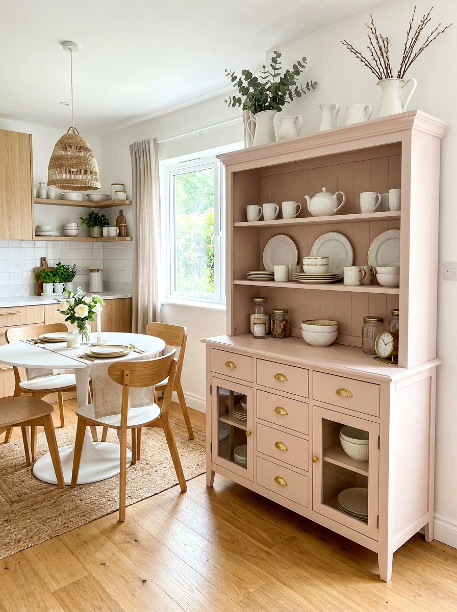 Pale pink kitchen dresser - 30 dresser in kitchen ideas