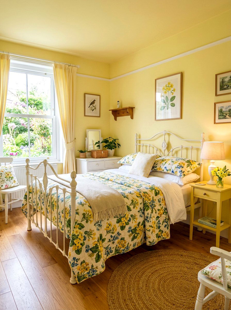 Pale primrose guest room - 30 spring color drench ideas