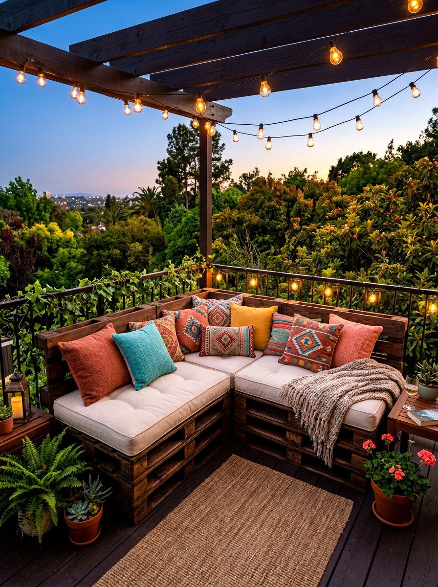 Pallet Balcony Sofa - 30 balcony seating nook ideas