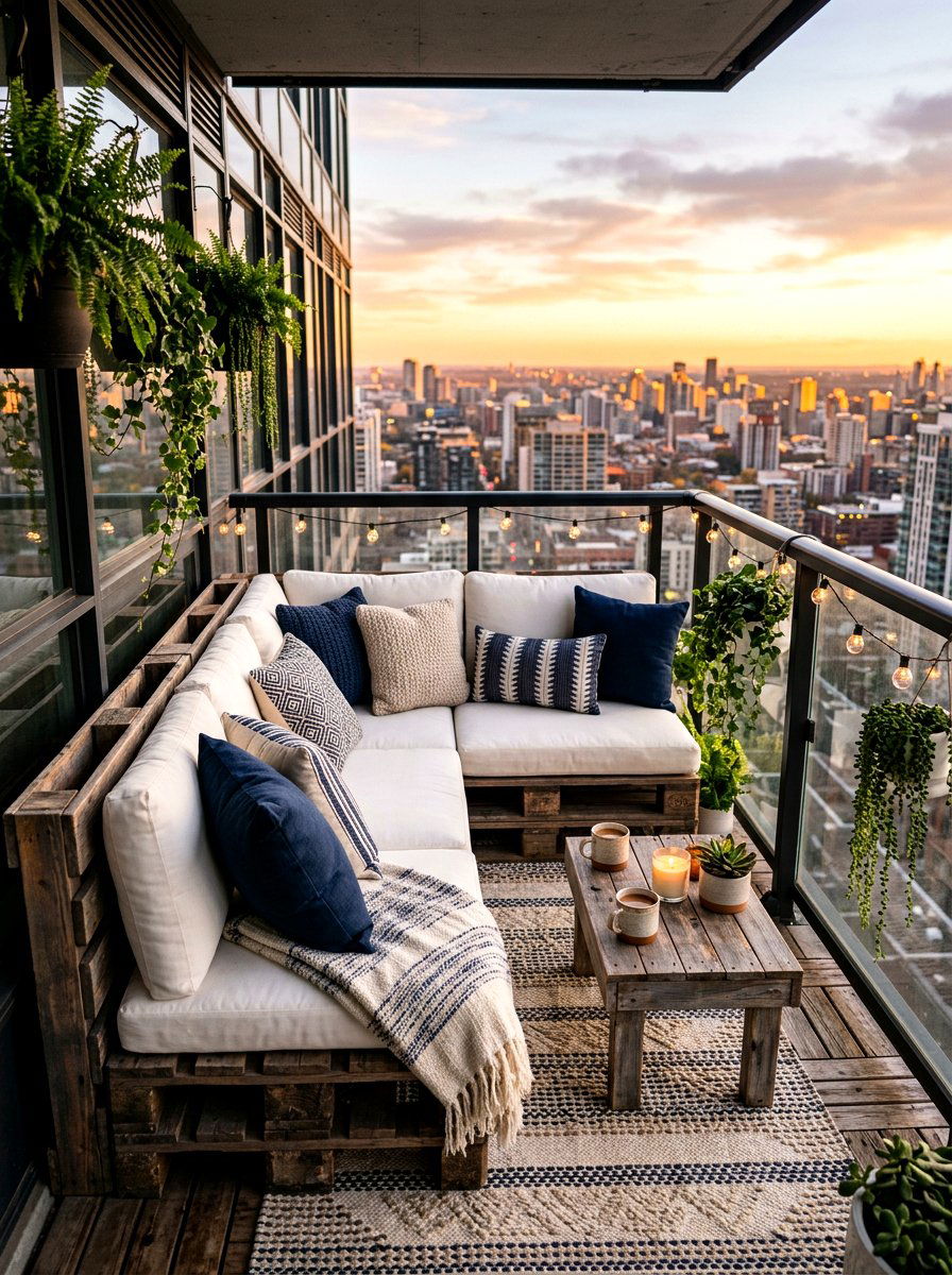 Pallet Furniture Lounge - 30 narrow balcony ideas
