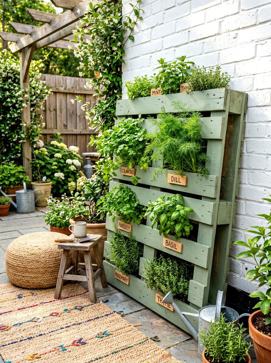 Pallet Garden - 30 patio herb garden ideas