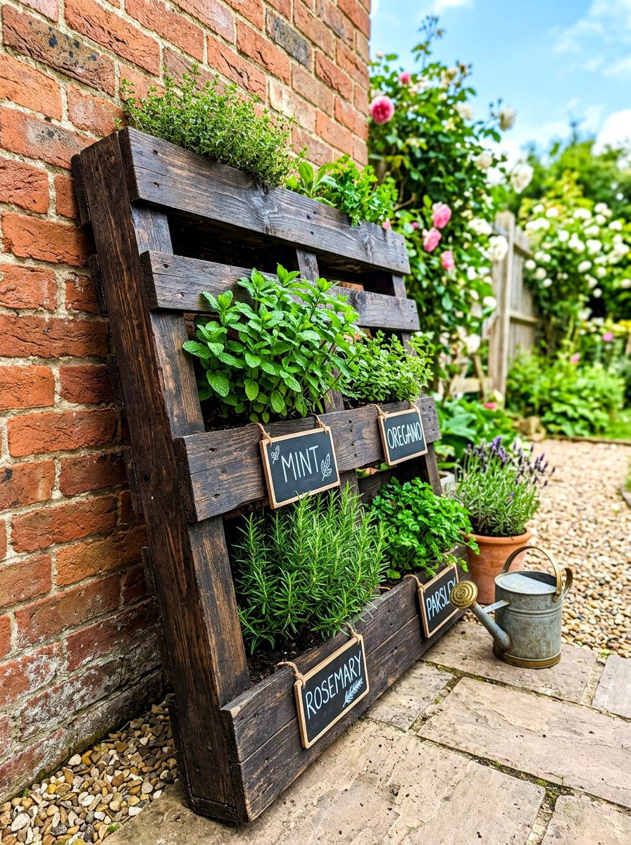 Pallet Herb Planter - 30 herb garden corner ideas