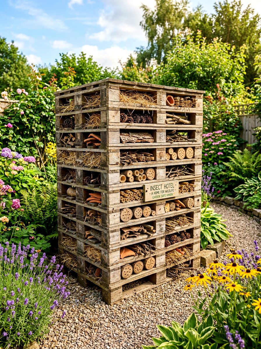 Pallet Insect Hotel - 30 insect hotel ideas