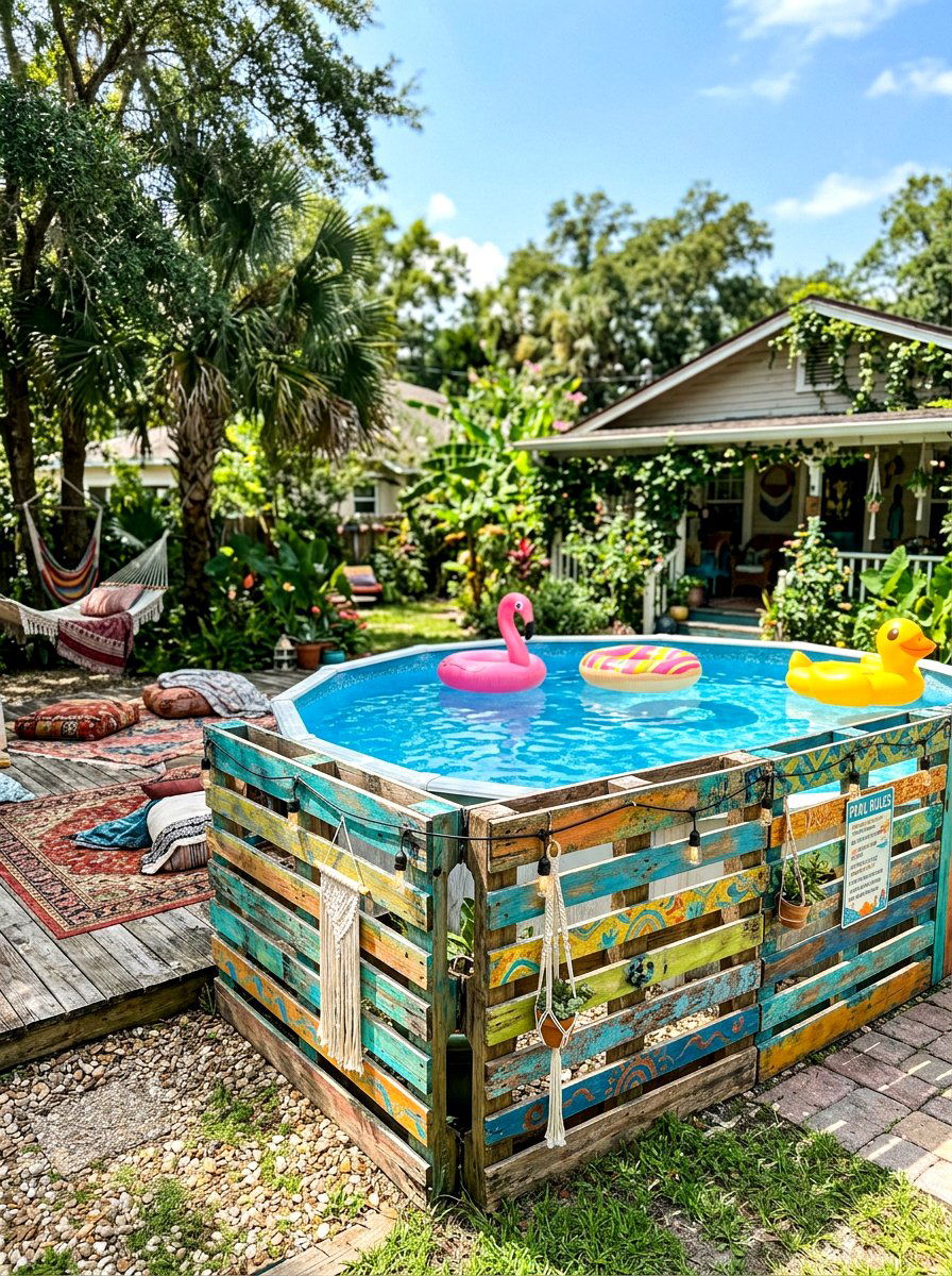 Pallet Pool Fence - 30 pool fence ideas