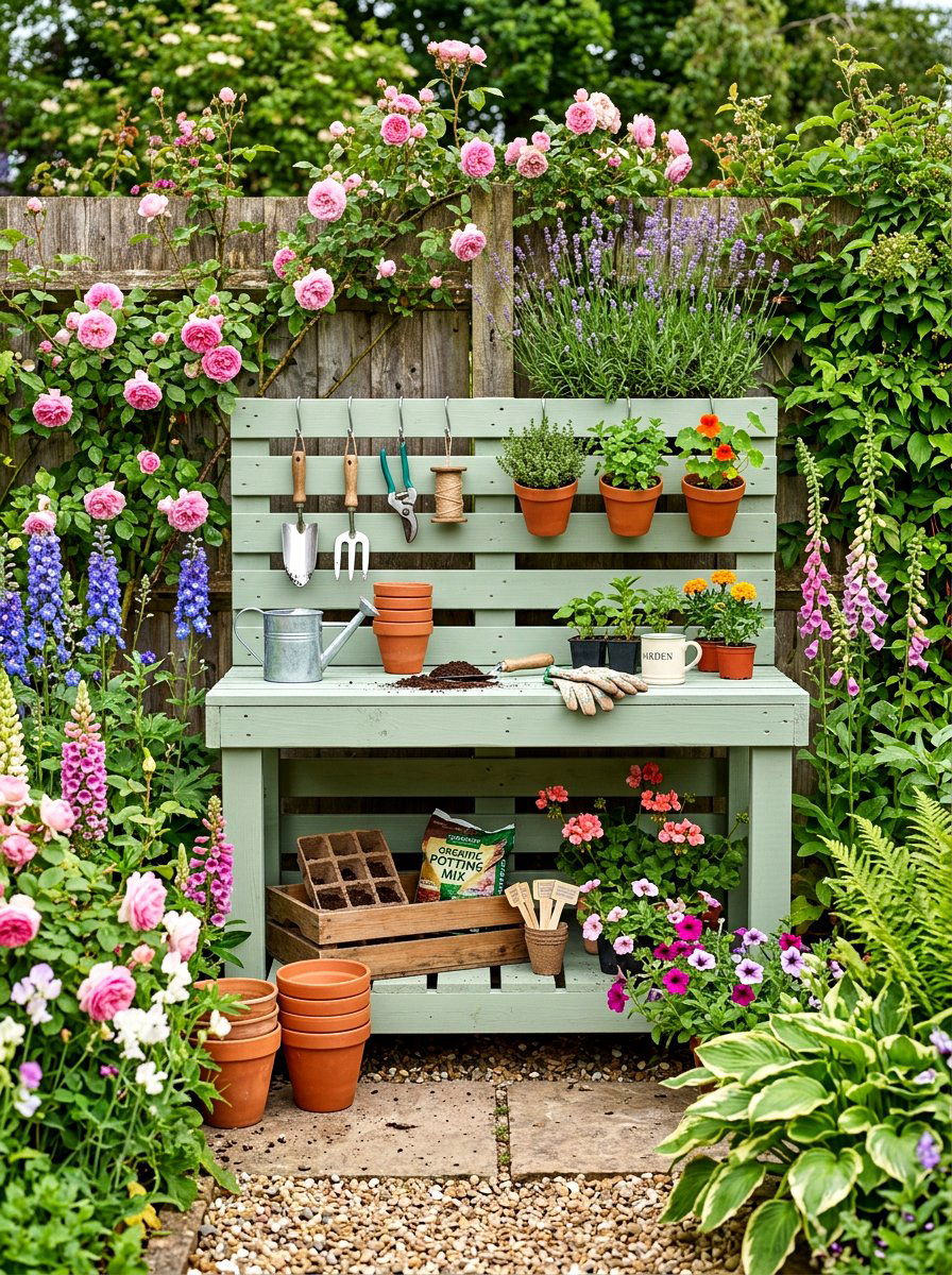 Pallet Potting Bench For Garden - 30 outdoor potting station ideas