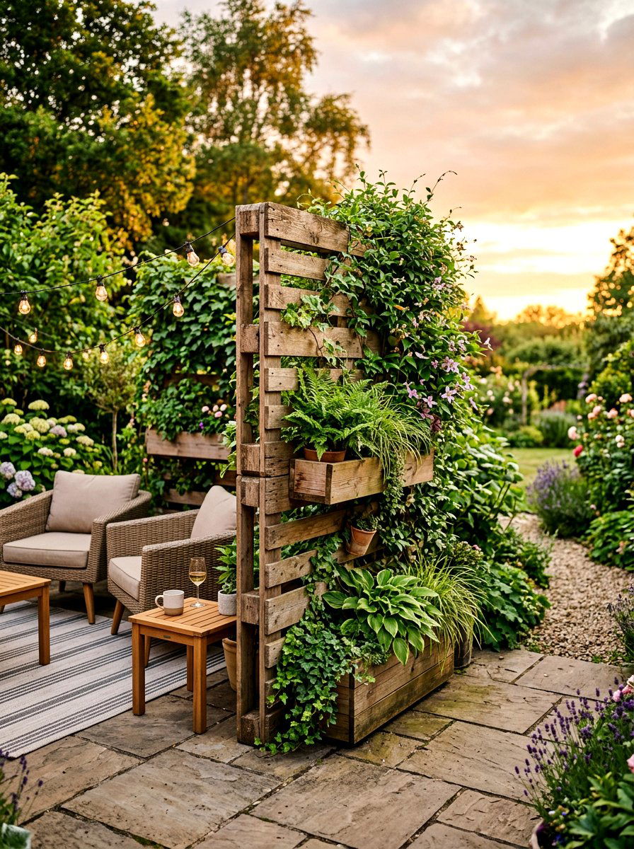 Pallet Privacy Screen - 30 pallet garden wall ideas