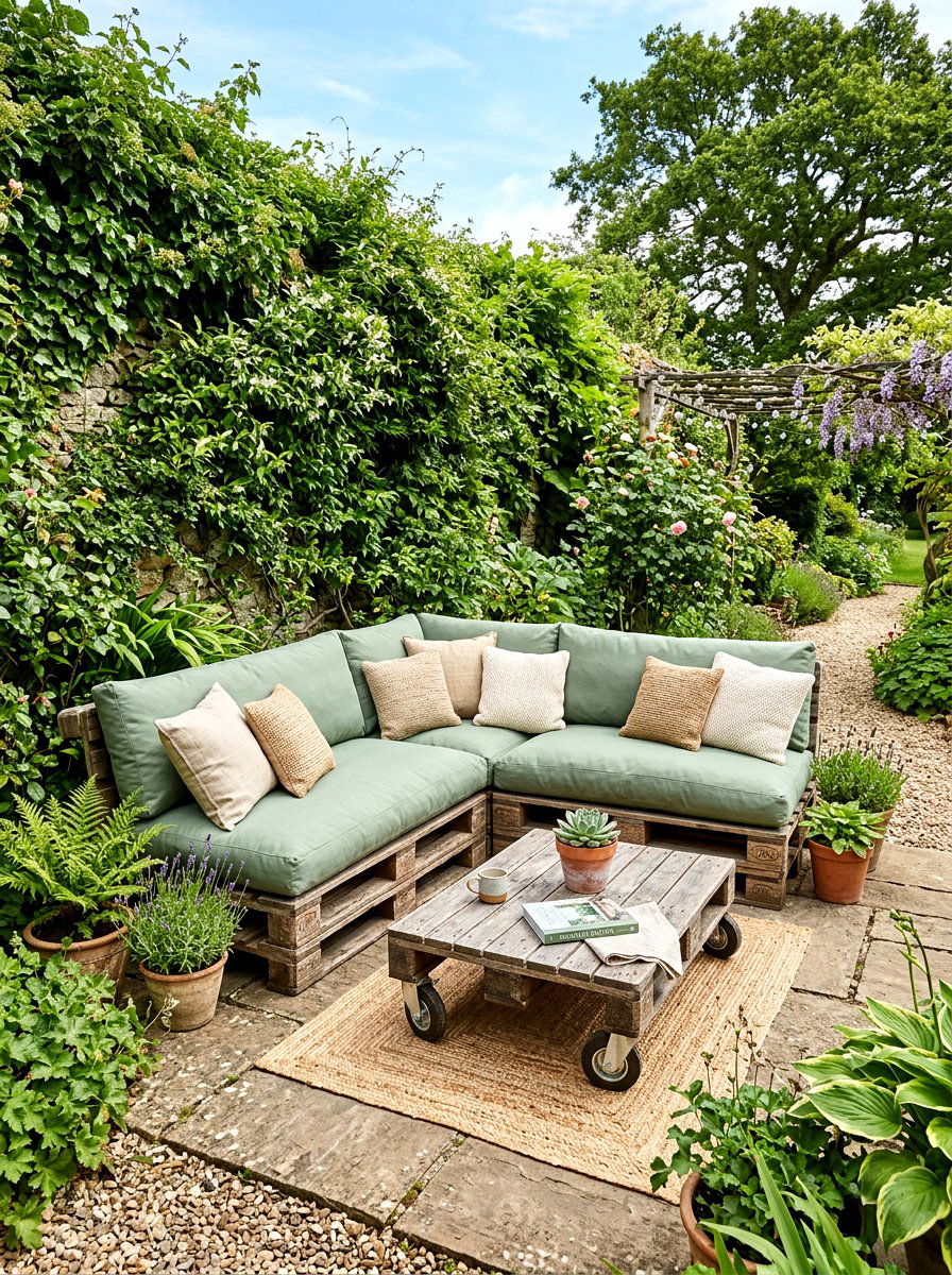 Pallet Seating Area - 30 garden furniture ideas