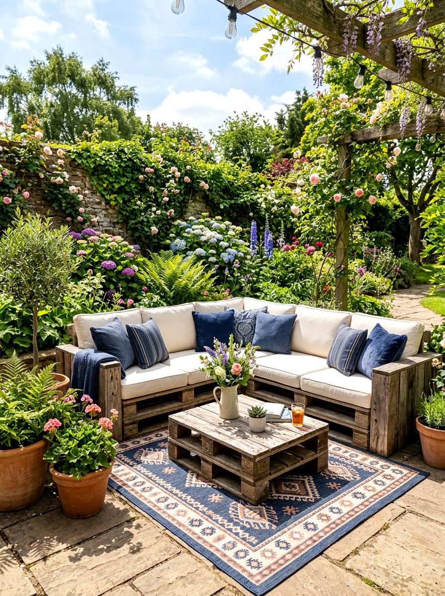 Pallet Seating Garden - 30 budget garden ideas