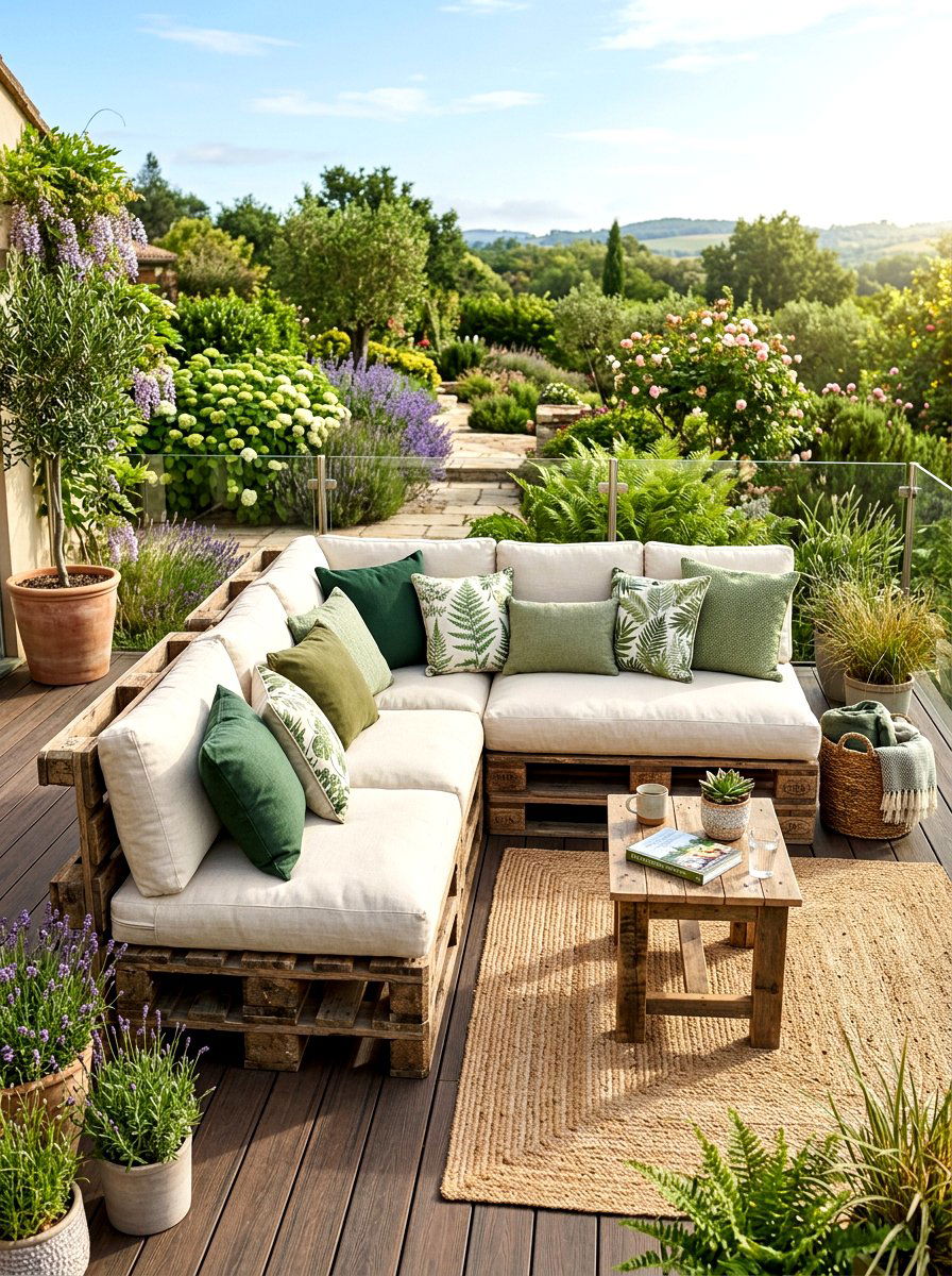 Pallet Sectional - 30 rustic backyard seating ideas