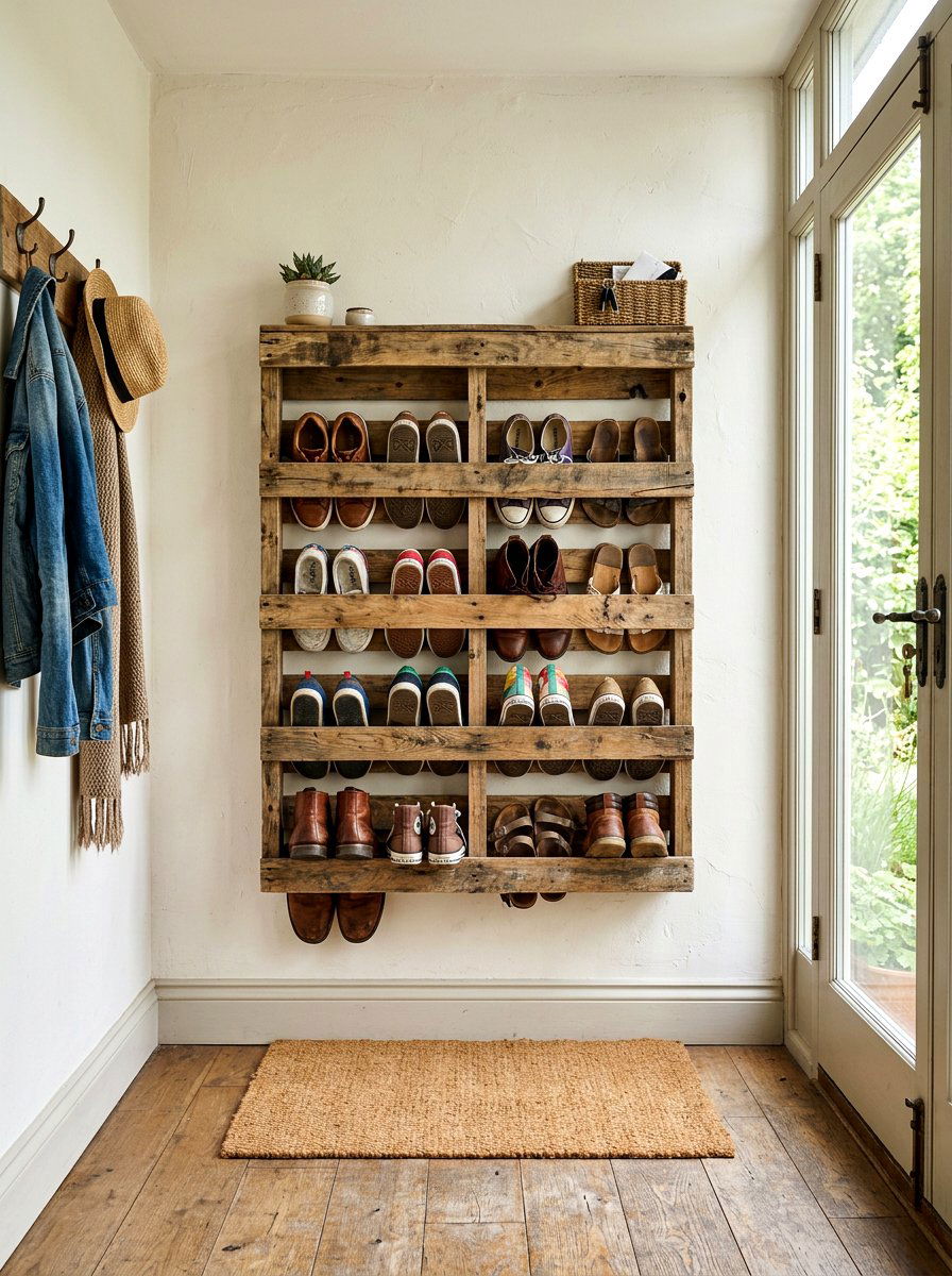Pallet Shoe Rack - 30 shoe wall storage ideas