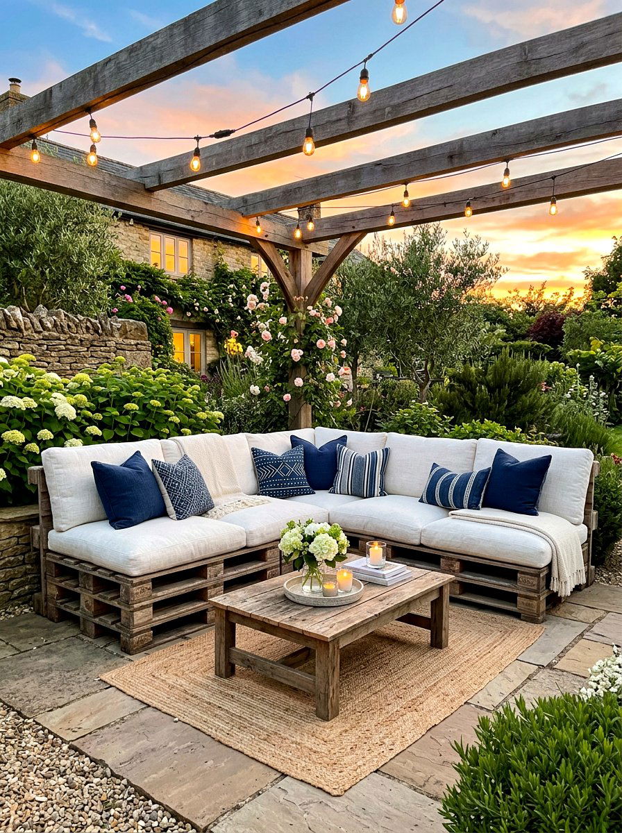 Pallet Sofa Lounge - 30 outdoor movie night ideas