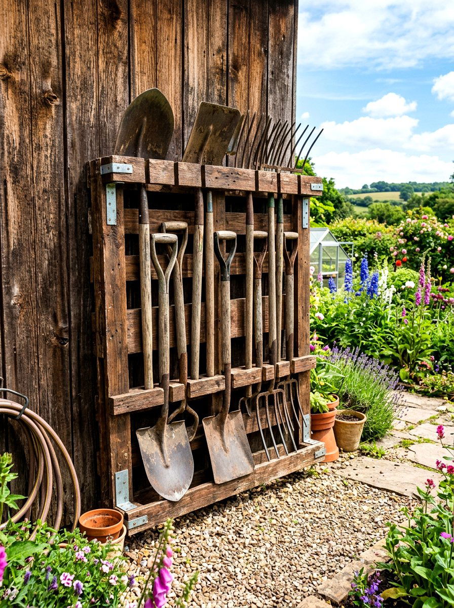 Pallet Tool Holder - 30 garden shed storage ideas