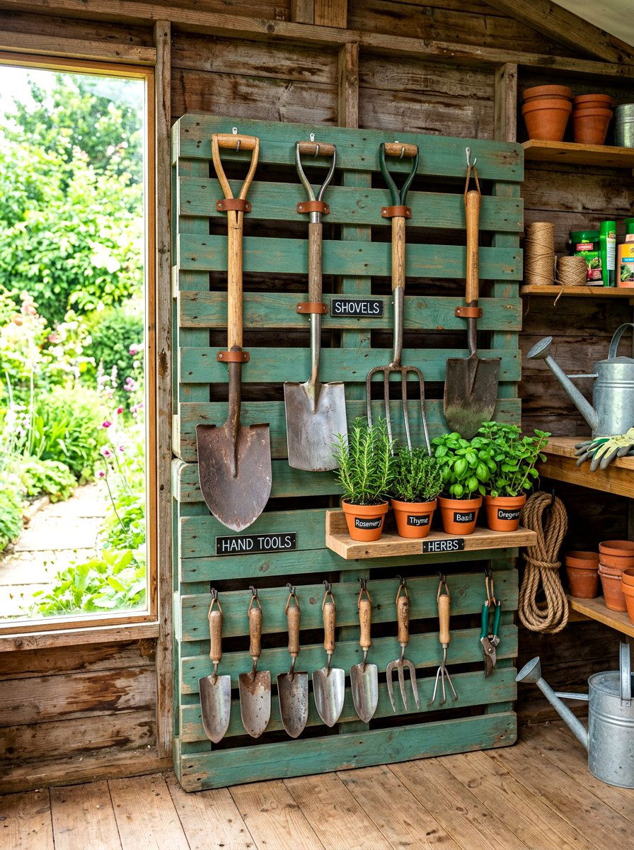 Pallet Tool Organizer - 30 pallet garden wall ideas