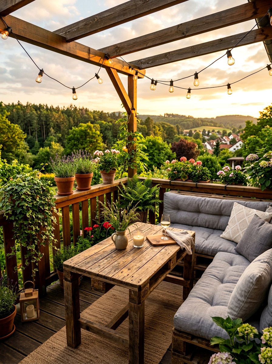 Pallet Wood Balcony Table - 30 balcony breakfast table ideas