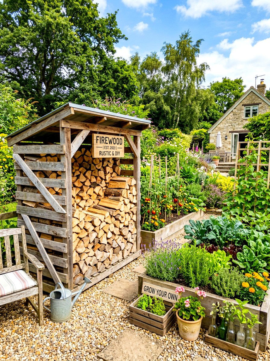 Pallet Wood Firewood Bin - 30 wood storage shed ideas