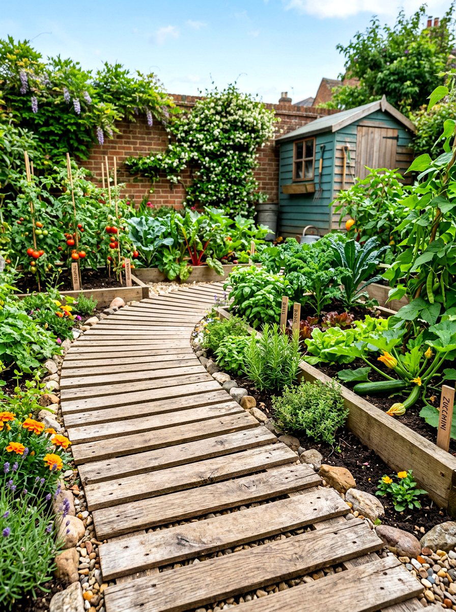 Pallet Wood Path - 30 vegetable garden path ideas