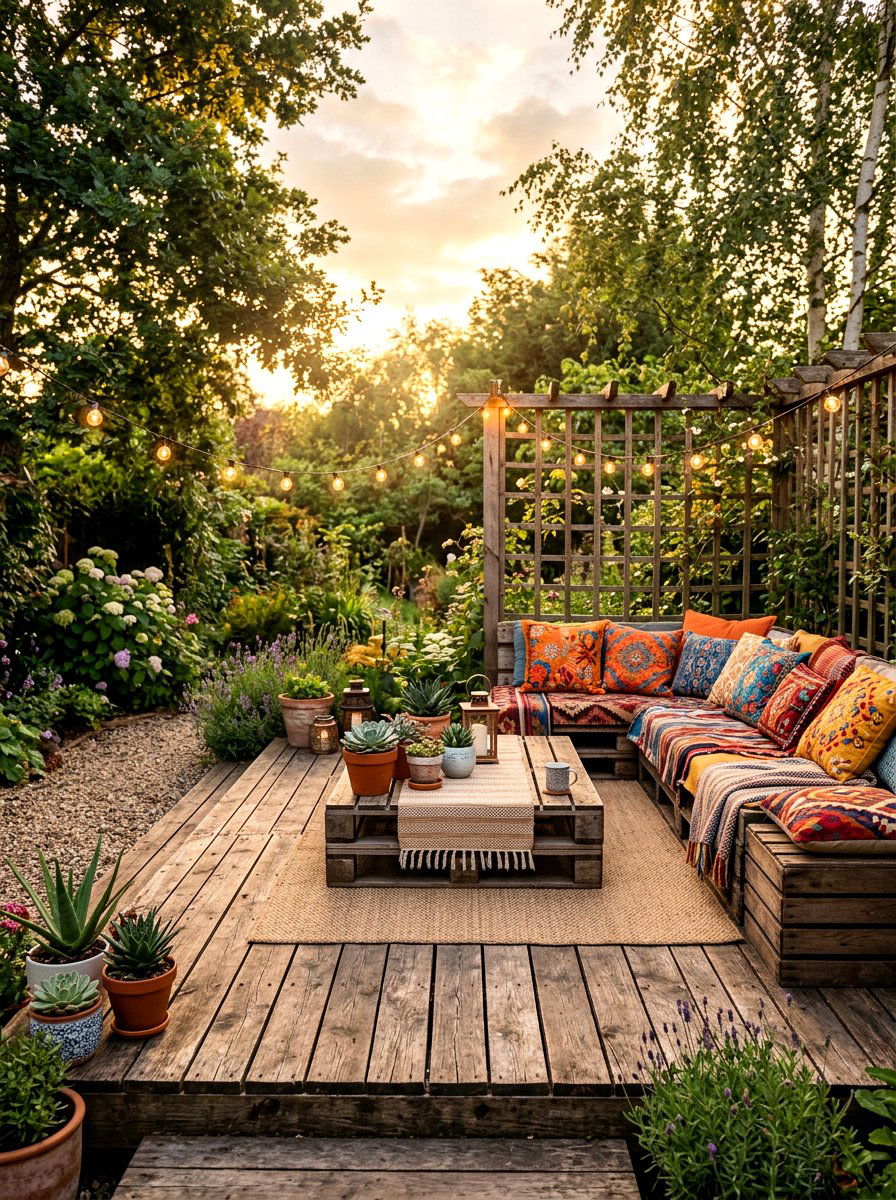 Pallet Wood Platform - 30 budget deck ideas