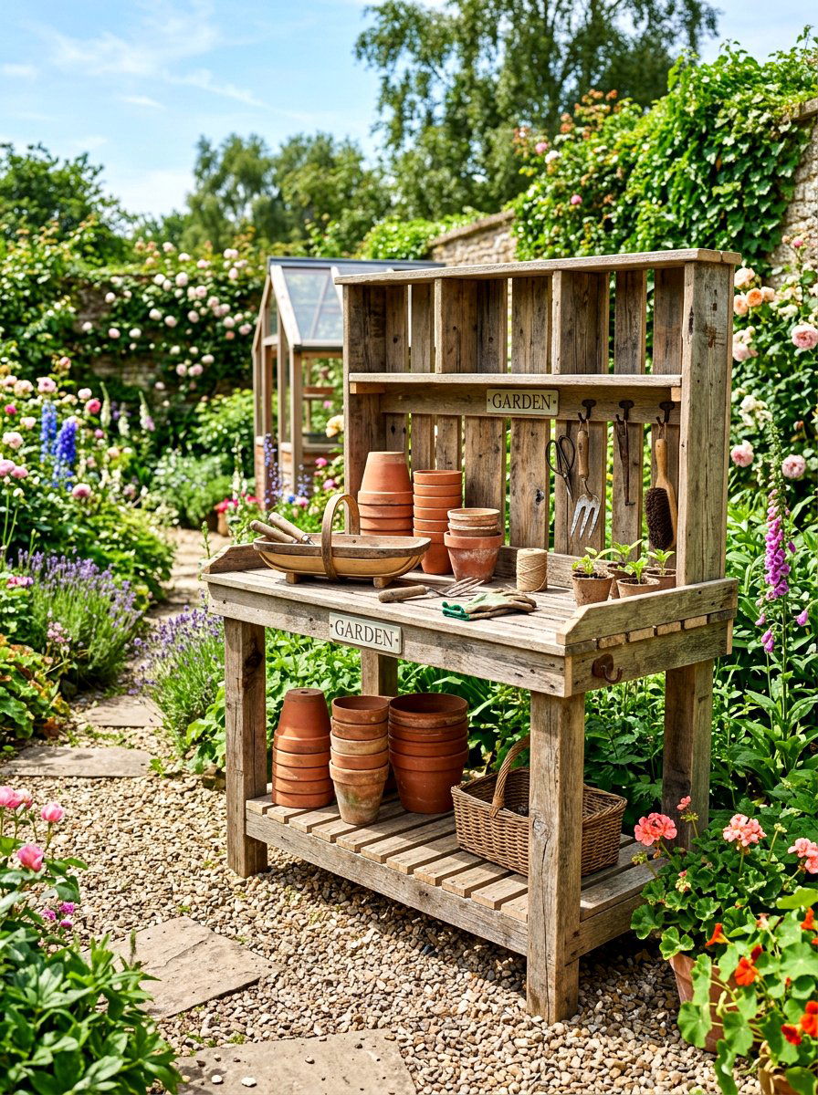 Pallet Wood Potting Bench - 30 potting bench ideas