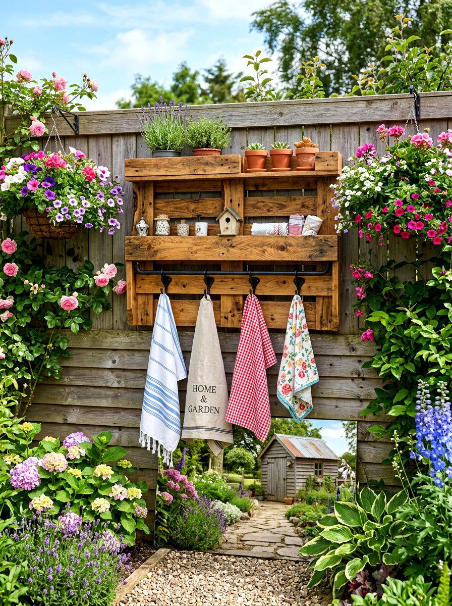Pallet Wood Rack - 30 outdoor towel storage ideas