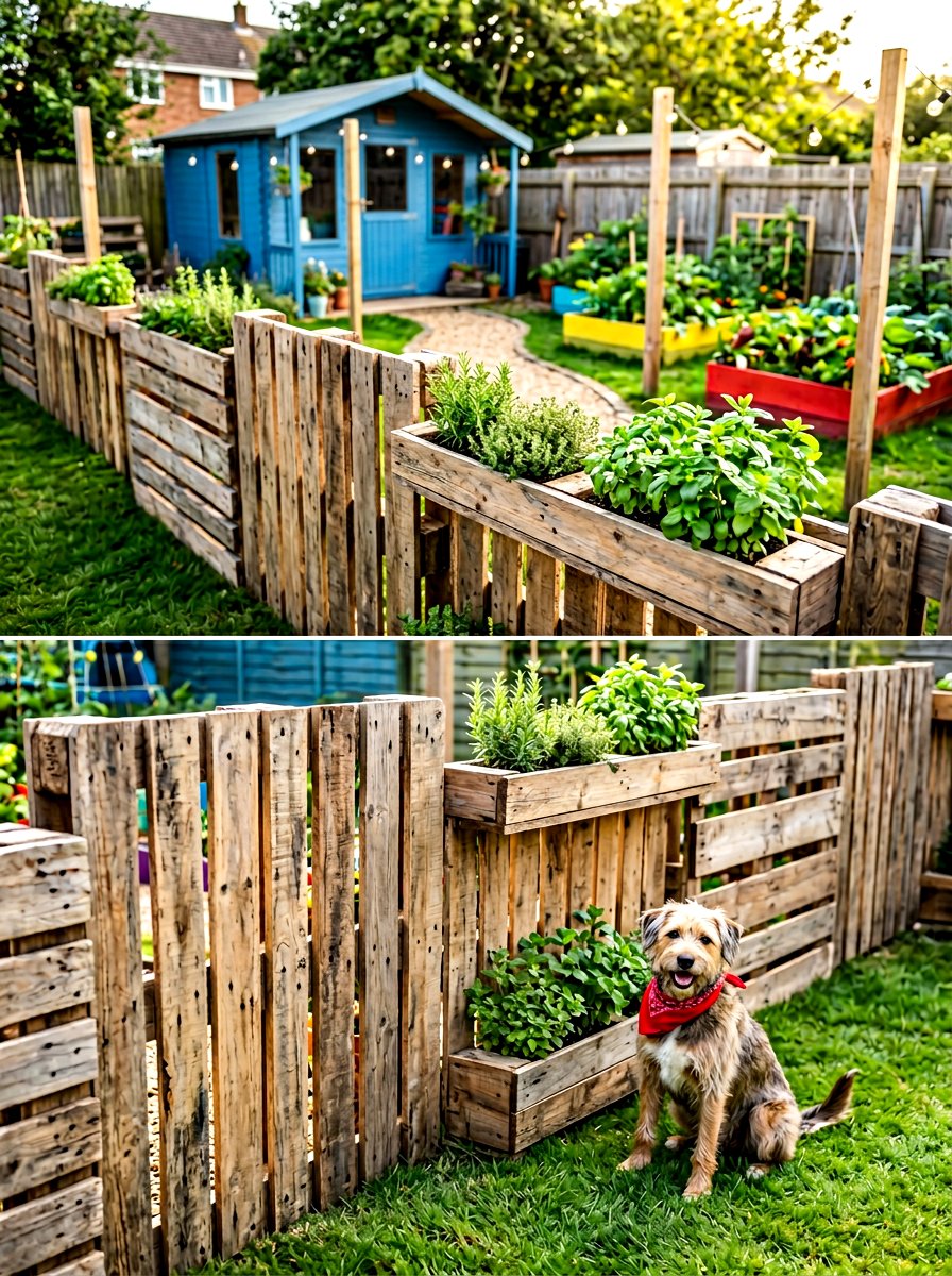 Pallet Wood Rustic Yard - 30 dog fence ideas