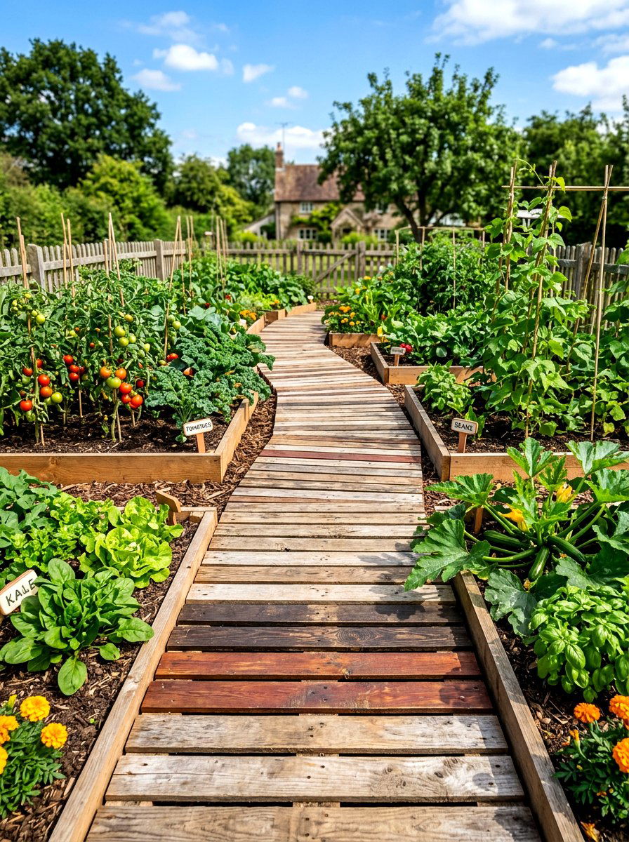 Pallet Wood Walkway - 30 boardwalk garden path ideas