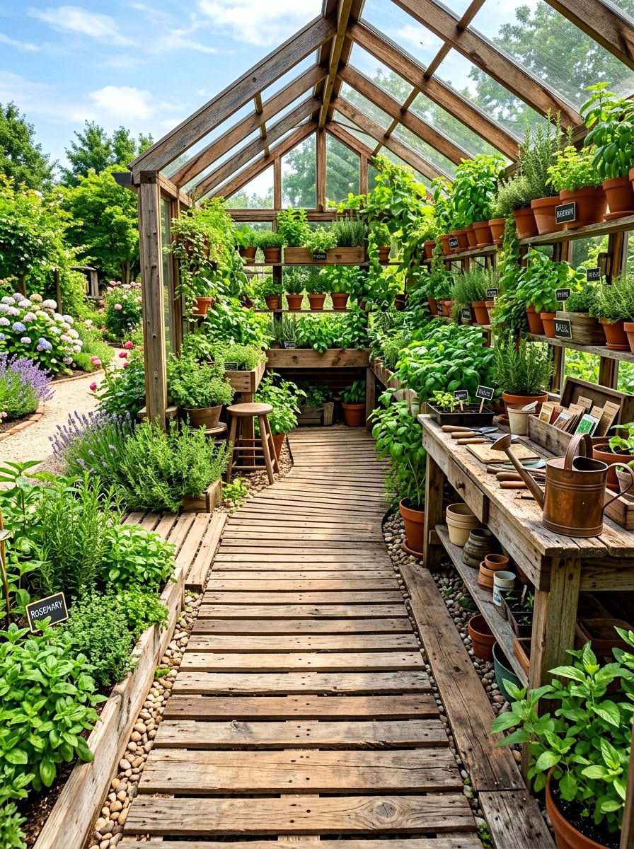 Pallet Wood - 30 greenhouse path ideas