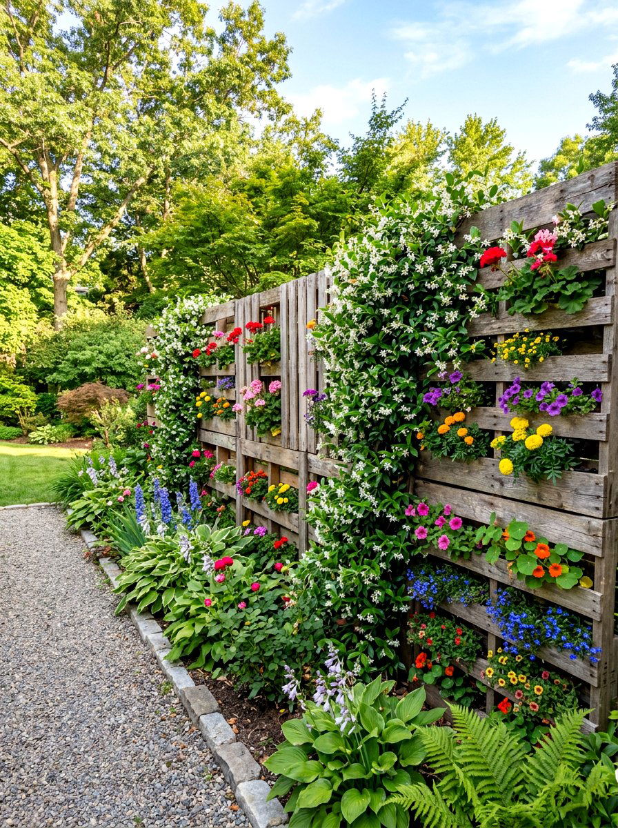 Pallet fence garden - 30 pallet planter ideas