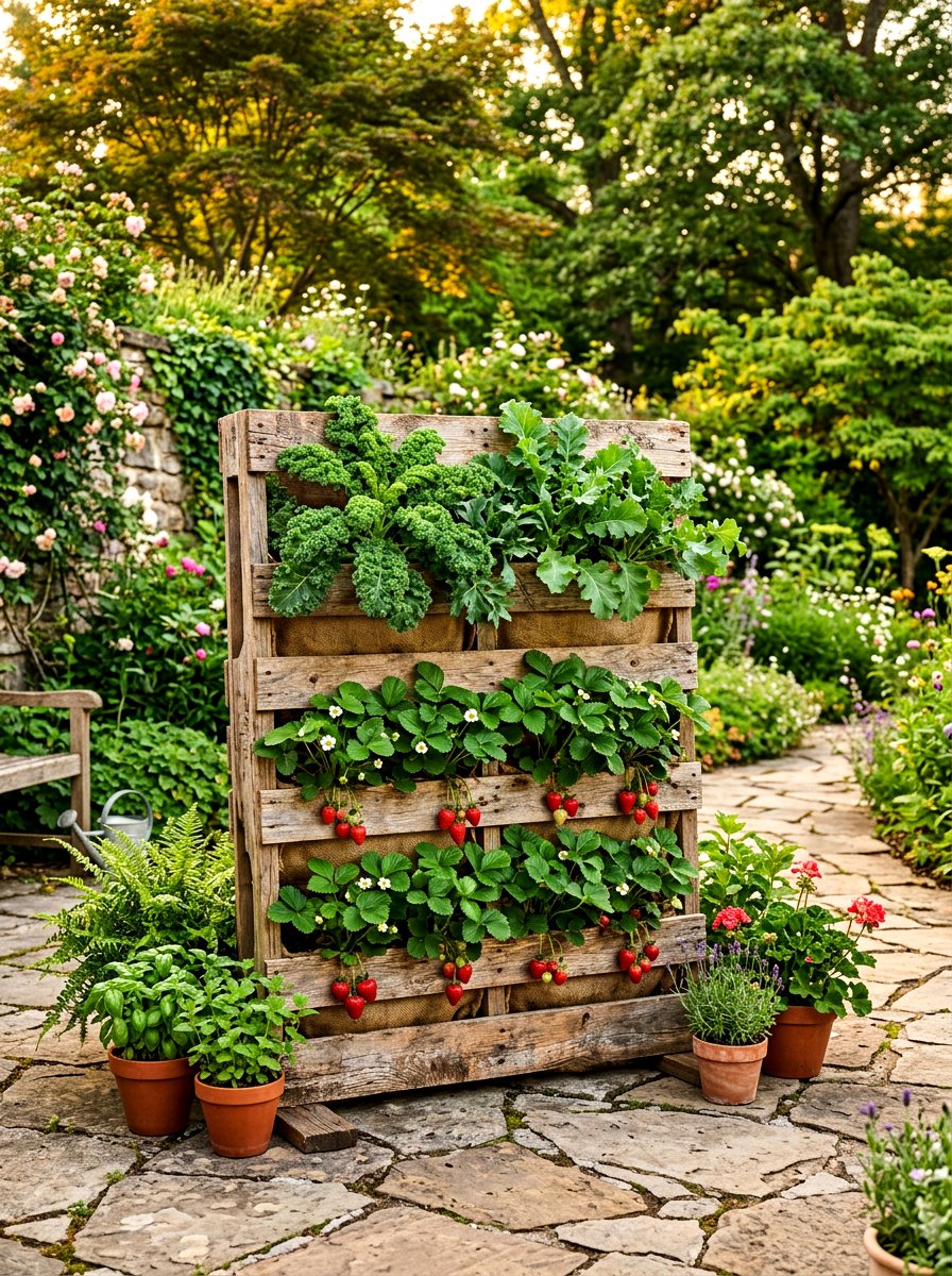 Pallet garden wall - 30 patio vegetable garden ideas