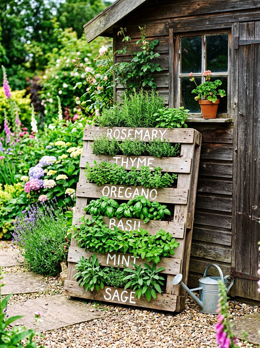 Pallet herb garden planter - 30 backyard herb garden ideas