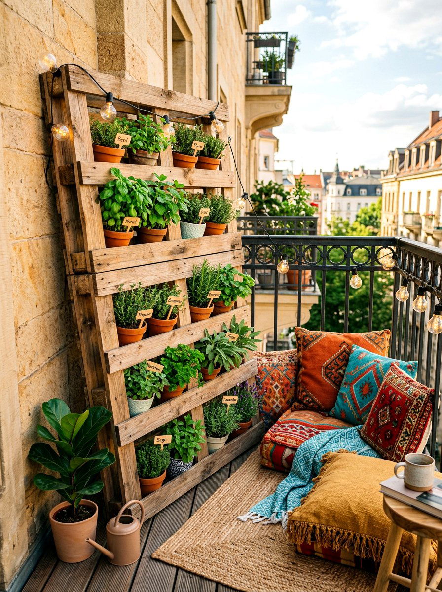 Pallet herb garden - 30 balcony herb box ideas