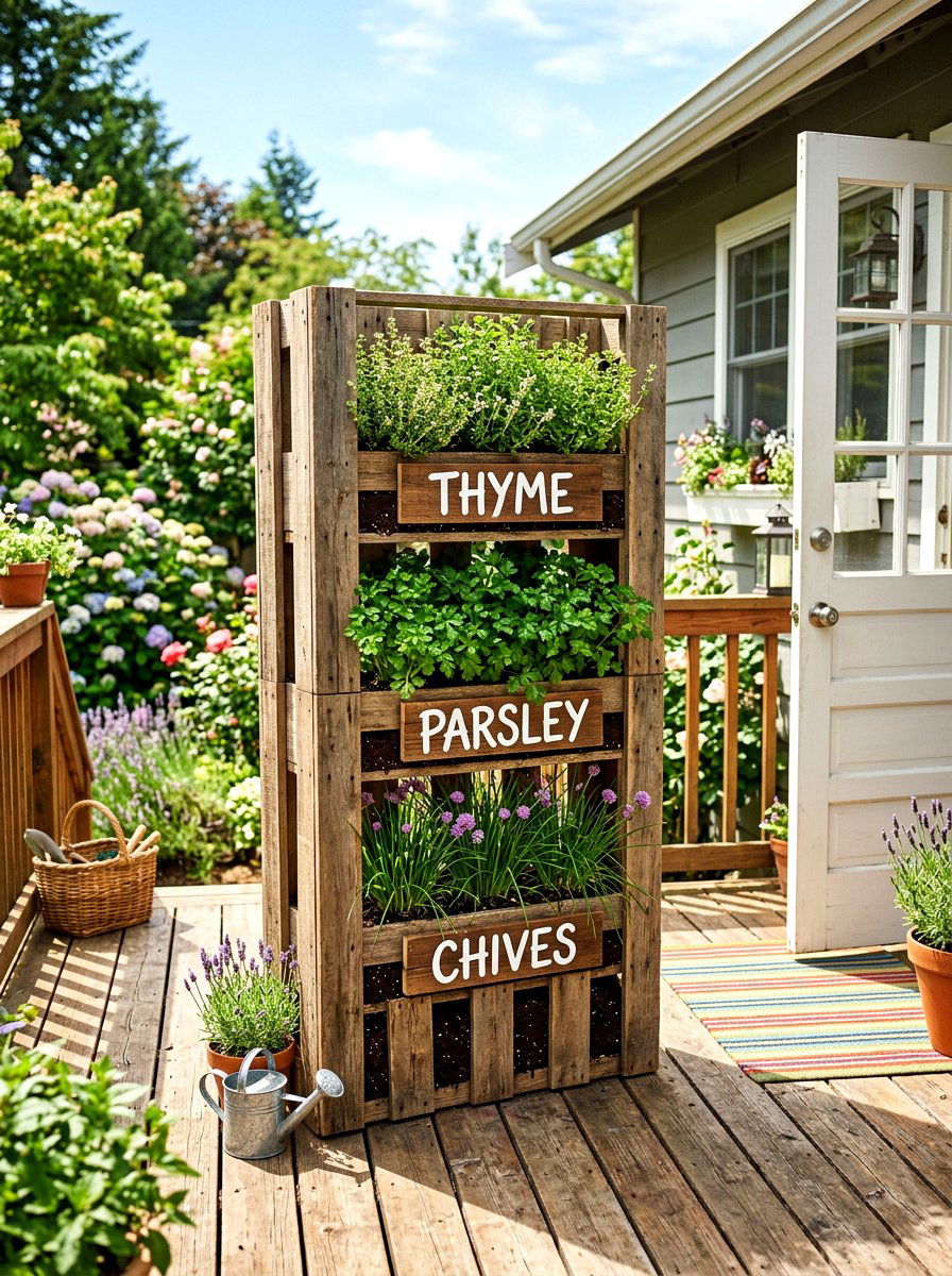 Pallet herb tower - 30 pallet planter ideas