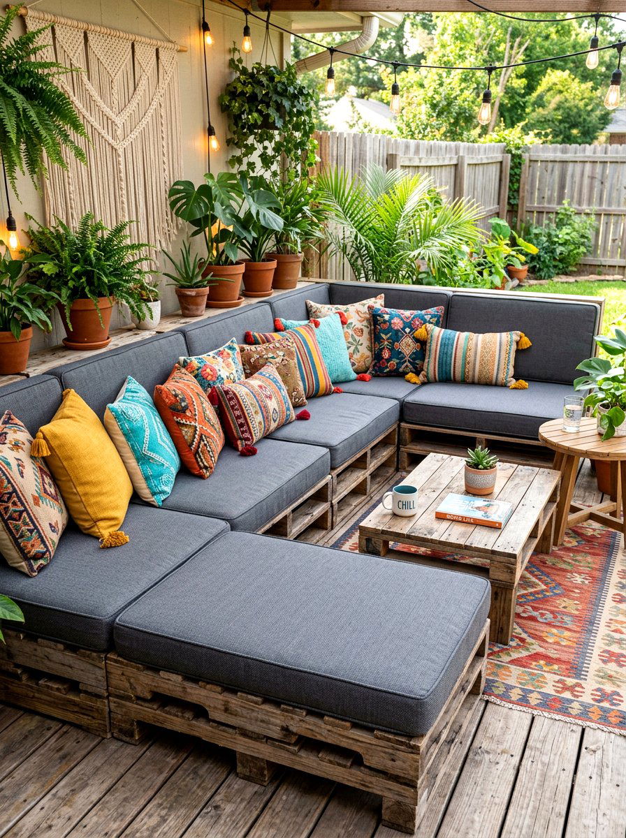 Pallet sofa cushion - 30 boho patio cushion ideas