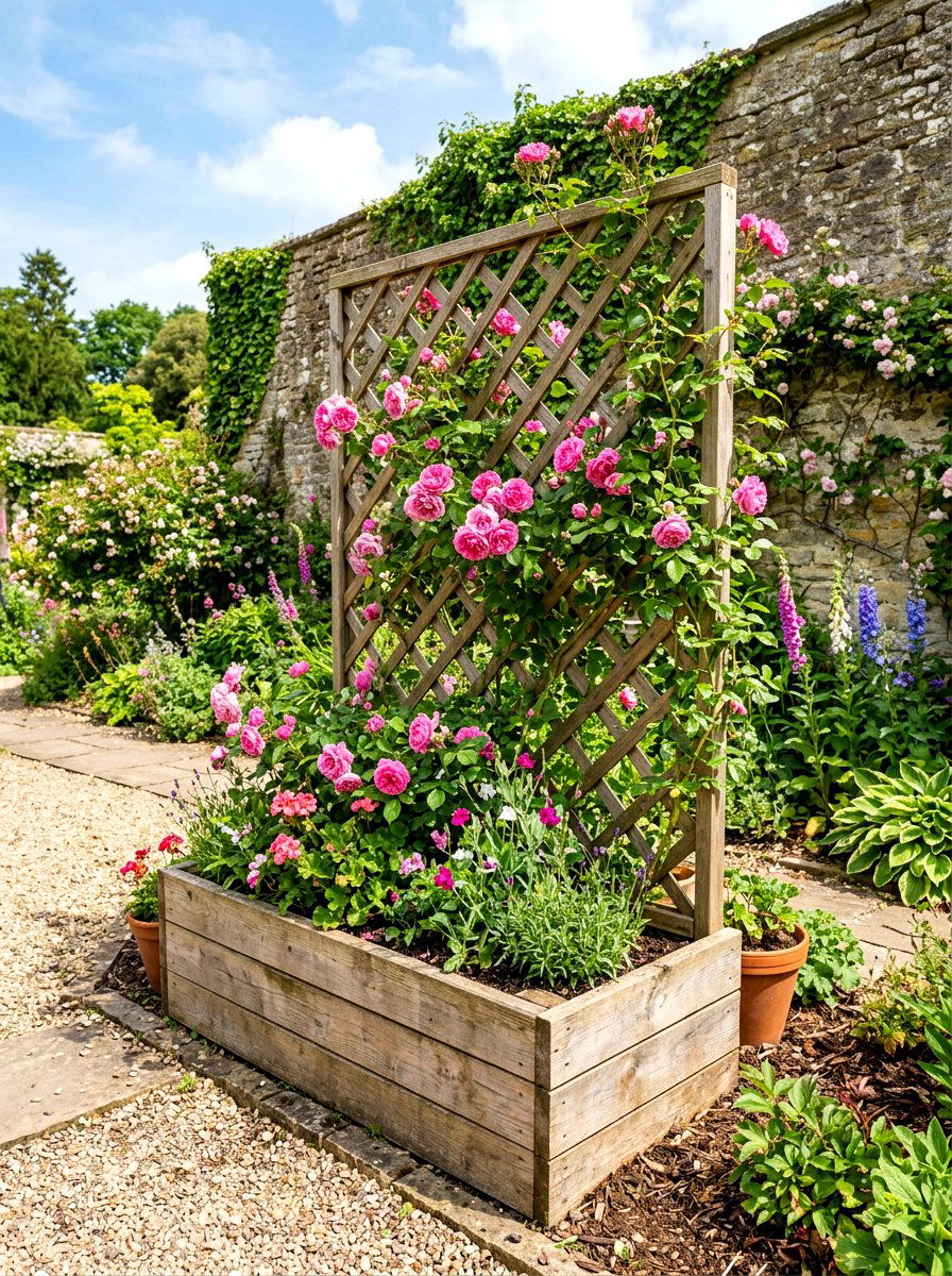 Pallet trellis planter - 30 pallet planter ideas