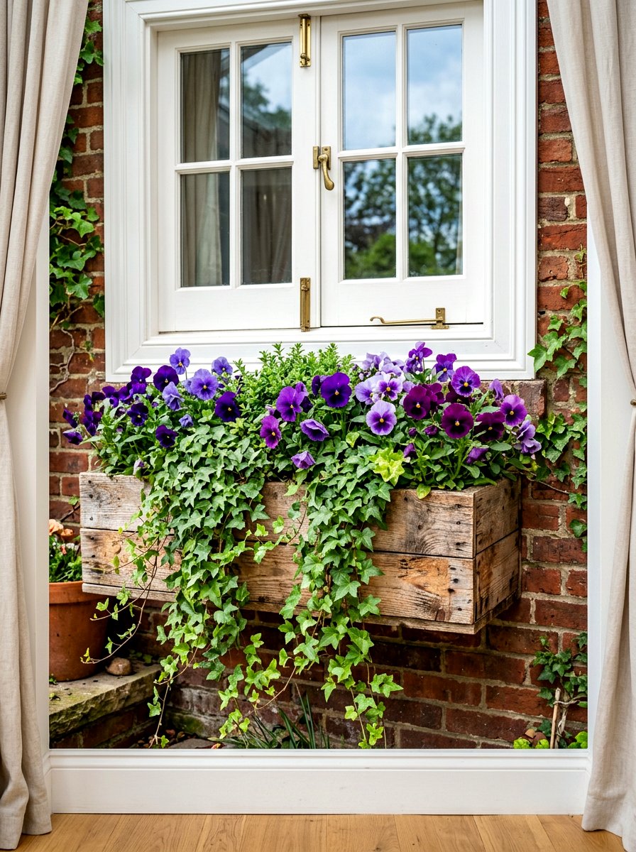 Pallet window box - 30 pallet planter ideas