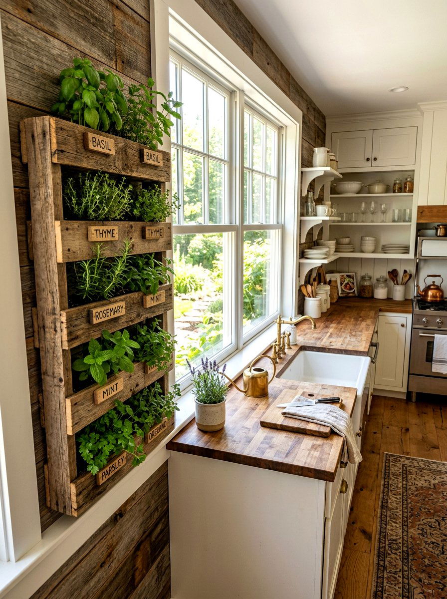 Pallet wood herb garden - 30 windowsill herb garden ideas