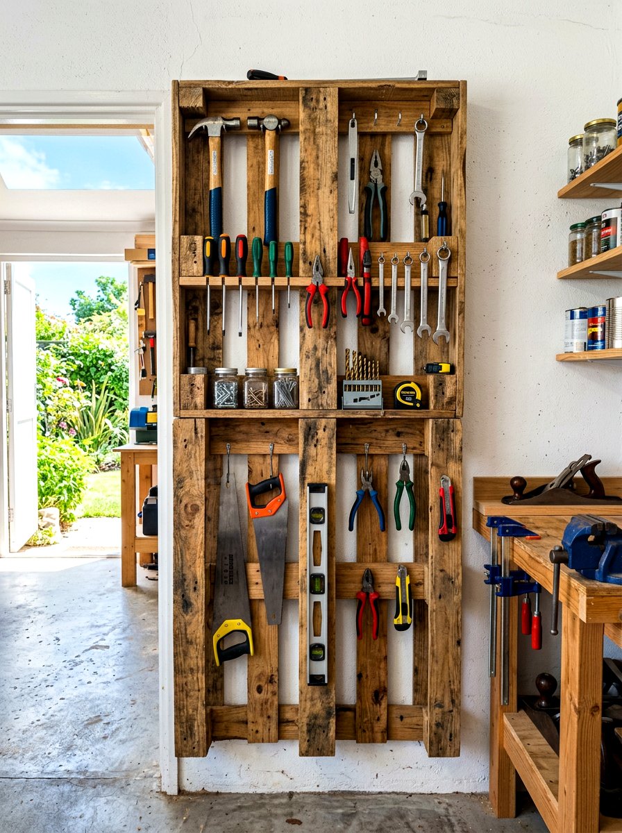 Pallet wood organizer - 30 potting shed storage ideas