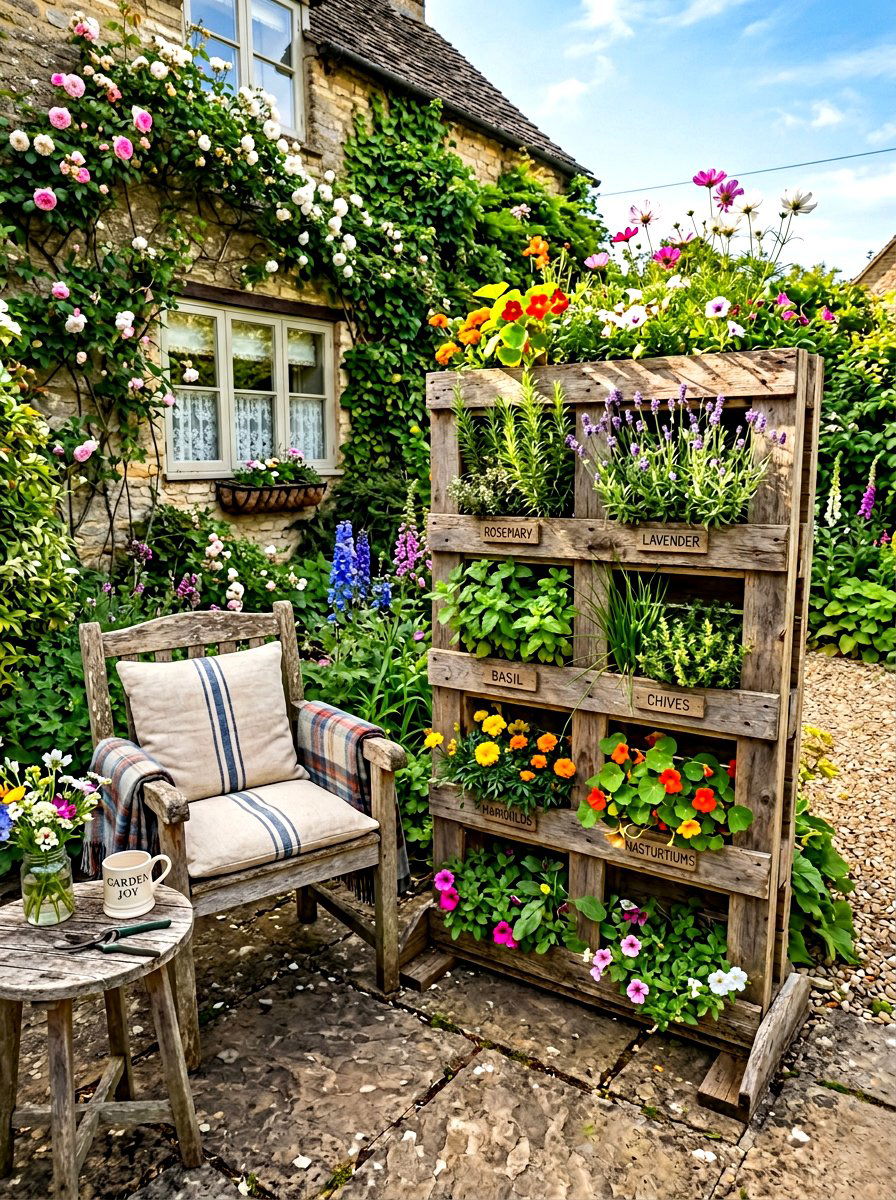 Pallet wood planter - 30 apartment patio privacy ideas